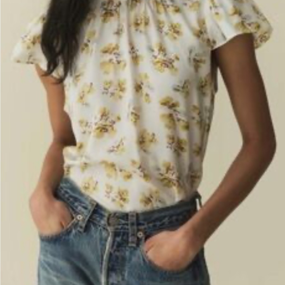 Doen Yvie Top in Bleu Frolicking Floral